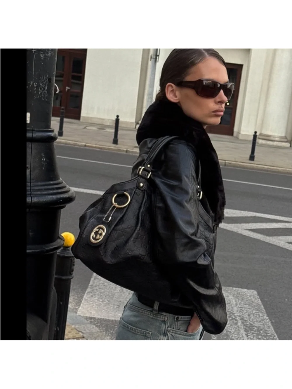 Gucci Leather Sukey logo monogram black bag Y2K Vintage - Picture 11 of 11